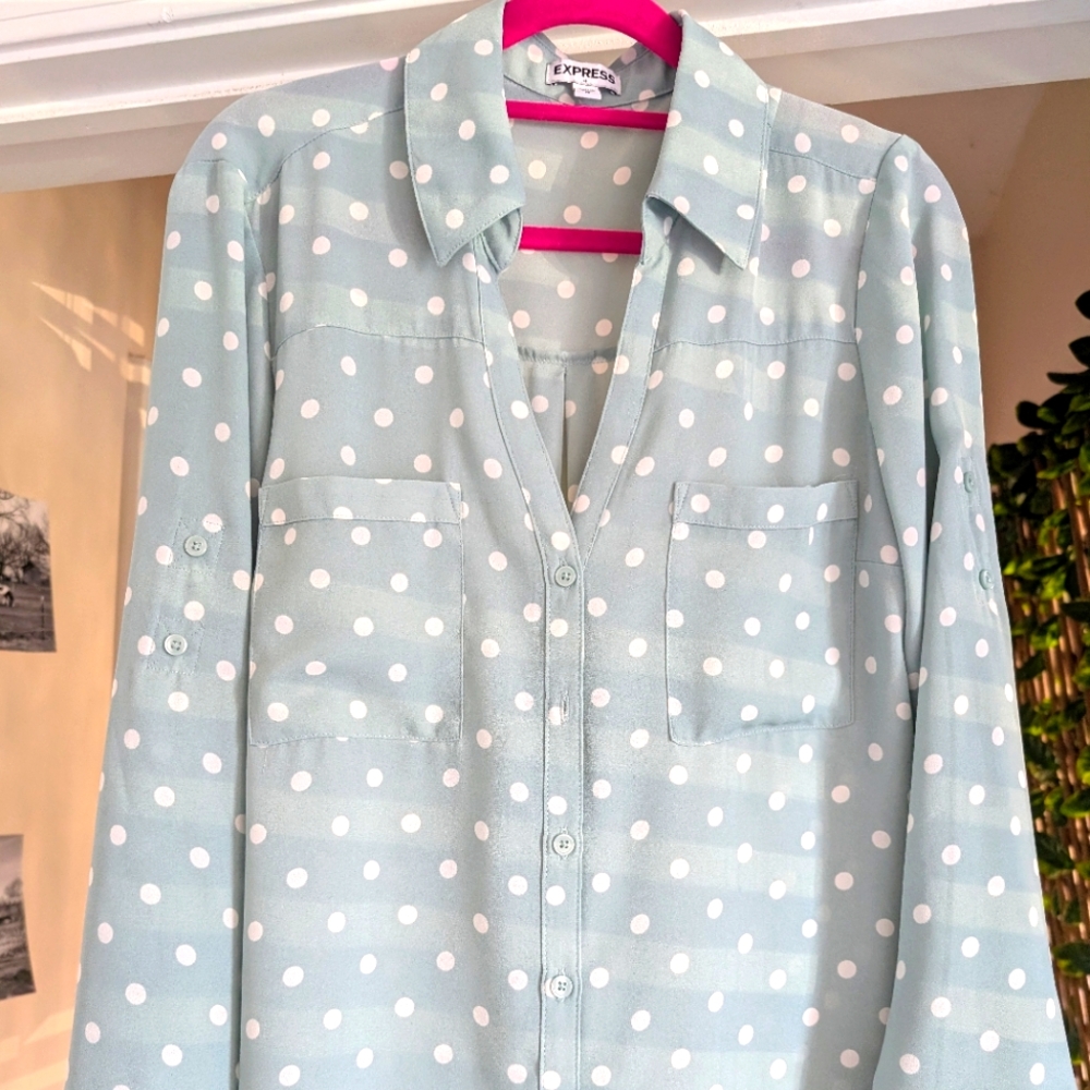 Express women's mint dress shirt